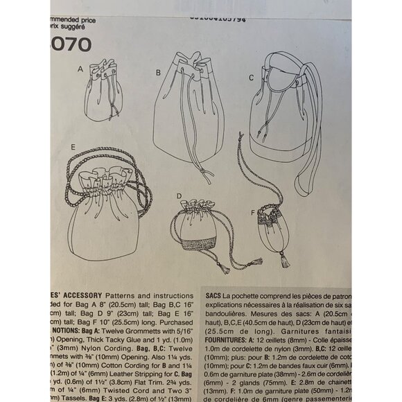 Vogue Misses Handbag Sewing Pattern 8070 - uncut - Picture 6 of 9